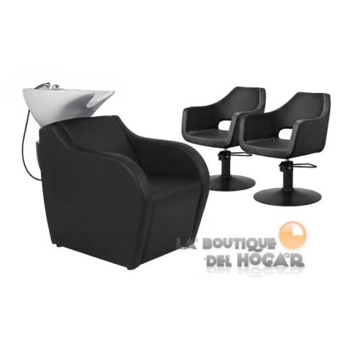 Pack - 1 Lavacabezas con Pica Blanca Wisp + 2 Sillones de Corte Whim R Negros