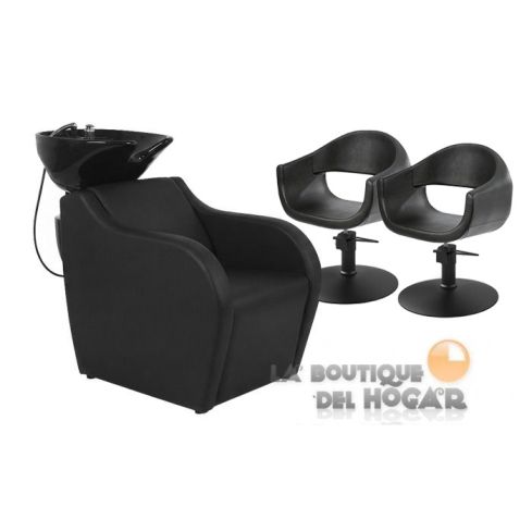 Pack - 1 Lavacabezas con Pica Negra Wisp + 2 Sillones de Corte Glam Negros