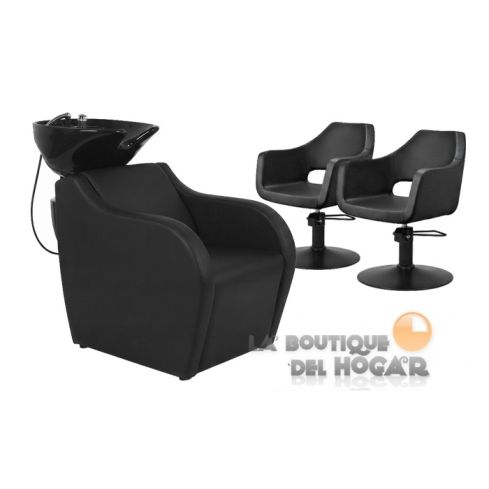 Pack - 1 Lavacabezas con Pica Blanca Wisp + 2 Sillones de Corte Whim R Negros