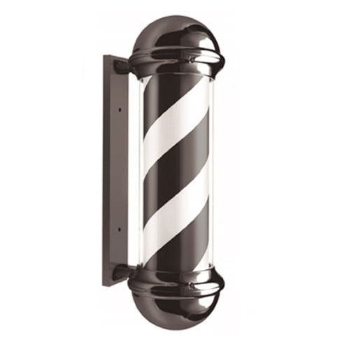 Poste giratorio para Barbería y Peluquería con Luz Modelo Blanco Negro Negro 70x20cm