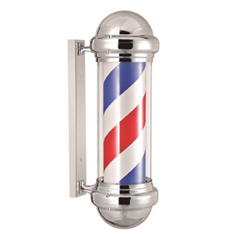 Poste giratorio para Barbería y Peluquería con Luz Modelo ECO Tricolor Cromo 70x23cm