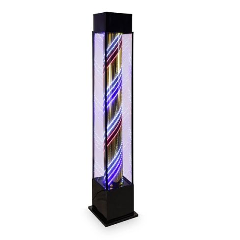 Poste Columna giratorio para Barbería y Peluquería con Luz Multimodo LED Negro 180x34cm