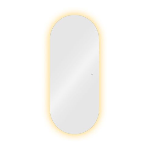 Tocador de Peluquería ovalado estilo Moderno con espejo LED sin marco Modelo Iris 170x70 cm