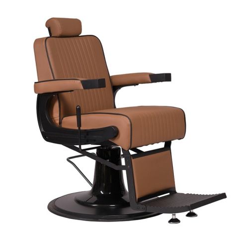 Sillón Barbero hidráulico reclinable y giratorio con reposabrazos Modelo Dour 2.0 Camel Weelko
