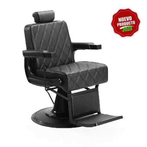 Sillón Barbero hidráulico reclinable y giratorio con reposabrazos Modelo Gon Black