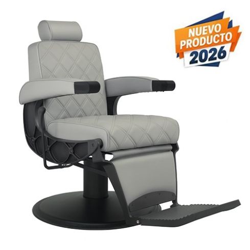 Sillón Barbero hidráulico reclinable y giratorio con reposabrazos Modelo Hawk Grey