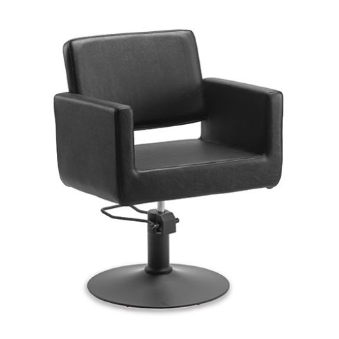 Sillón hidráulico de corte de linea cuadrada con base redonda negra Modelo Braid Round Black