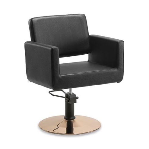Sillón hidráulico de corte de linea cuadrada con base redonda cobre y negra Modelo Braid Round Copper & Black