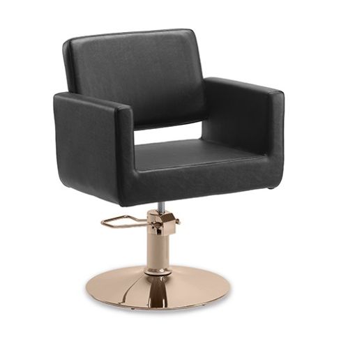 Sillón hidráulico de corte de linea cuadrada con base redonda cobre Modelo Braid Round Copper