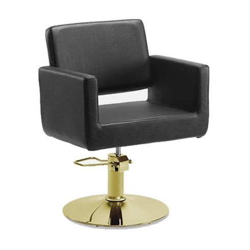 Sillón hidráulico de corte de linea cuadrada con base redonda dorada Modelo Braid Round Gold
