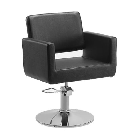 Sillón hidráulico de corte de linea cuadrada con base redonda Modelo Braid Round Silver