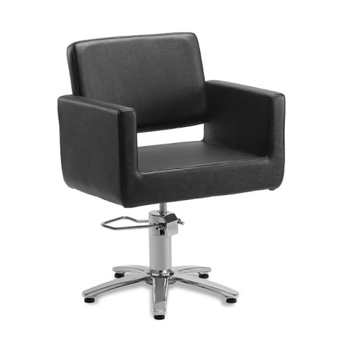 Sillón hidráulico de corte de linea cuadrada con base de estrella plateada Modelo Braid Star Silver