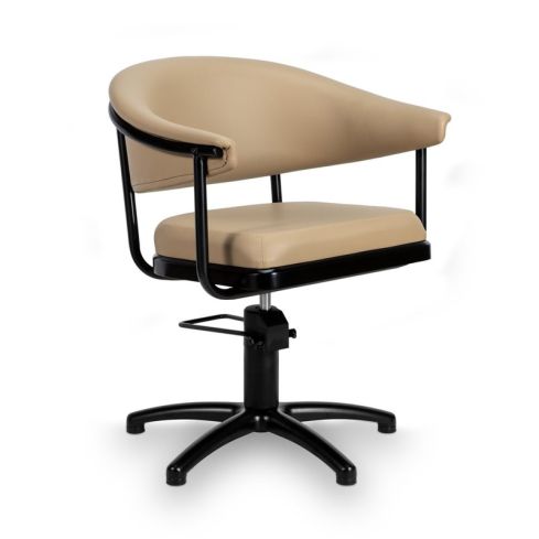 Sillón Corte de Peluquería Vintage con base de estrella negra Modelo Lyra BE-BF Beige