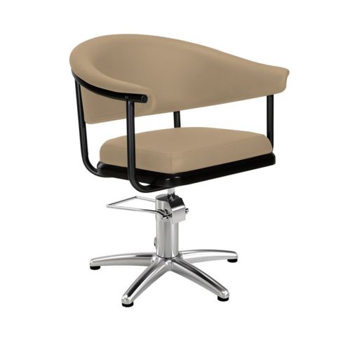 Sillón Corte de Peluquería Vintage con base de estrella plateada inox. Modelo Lyra BE-F Beige