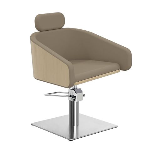 Sillón corte de Peluquería con base metálica y reposabrazos Modelo Alya BE - Base plateada a elegir