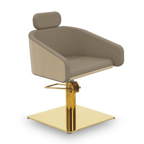 Sillón corte de Peluquería con base metálica y reposabrazos Modelo Alya BE - Base dorada a elegir