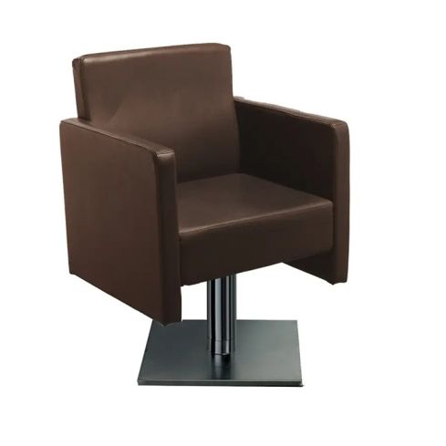 Sillón hidráulico de corte de linea cuadrada con reposabrazos Modelo Kubic Marrón Chocolate