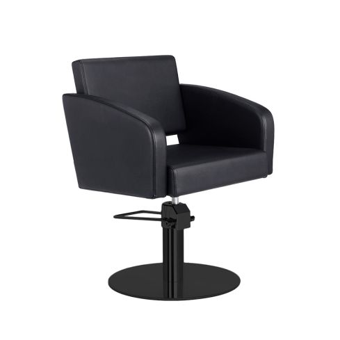 Sillón hidráulico de corte con base redonda negra y reposabrazos Modelo Loris BR