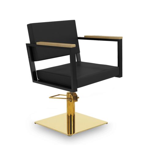 Sillón hidráulico de corte Vintage con base cuadrada dorada y reposabrazos Modelo Ocean B-GS