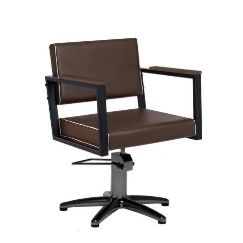 Sillón hidráulico de corte Vintage con base de estrella negra y reposabrazos marrones Modelo Ocean BR-BF-U