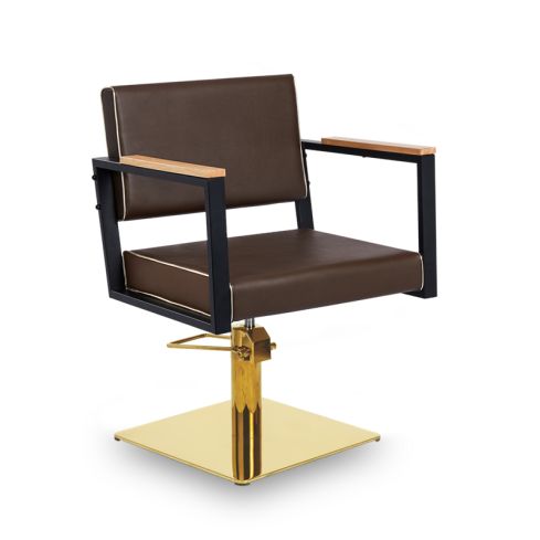 Sillón hidráulico de corte Vintage con base cuadrada dorada y reposabrazos Modelo Ocean BR-GS