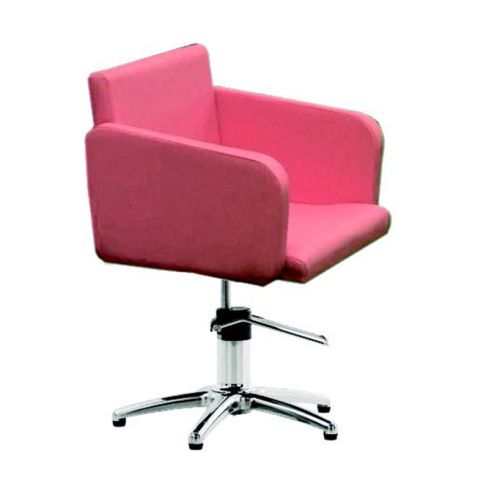 Sillón corte de Peluquería con base de estrella y reposabrazos Modelo Pin Up Rosa
