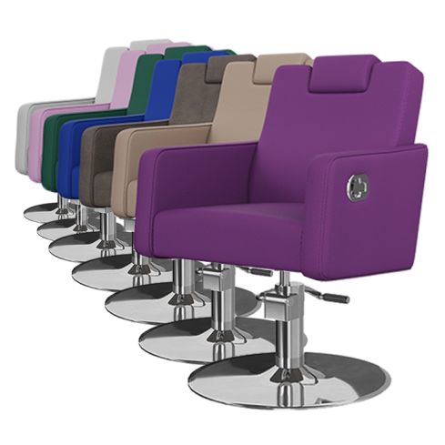 Sillón Corte de Peluquería reclinable con cabezal Modelo Versa Plus Liso - Color y base personalizada