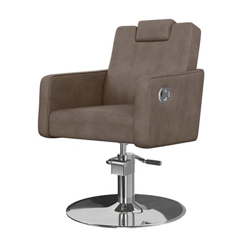Sillón hidráulico de corte reclinable con cabezal Modelo Versa Plus Marrón grisáceo Liso - Base a elegir