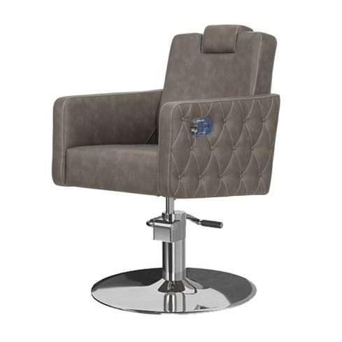 Sillón hidráulico de corte reclinable con cabezal y costuras Modelo Versa Plus Marrón grisáceo