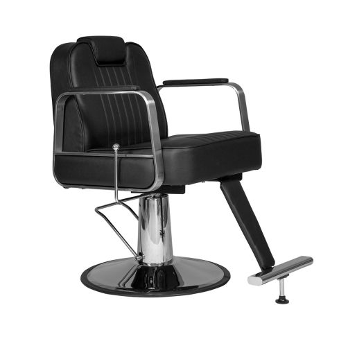 Sillón Barbero hidráulico reclinable con reposapiés metálico Modelo Layer Negro