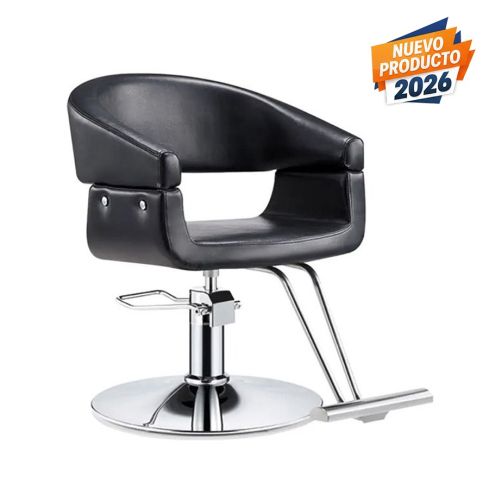 Sillón hidráulico de corte de linea curvada con reposapies Modelo Marconi Black