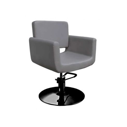 Sillón hidráulico de peluquería con base redonda Modelo René Gris