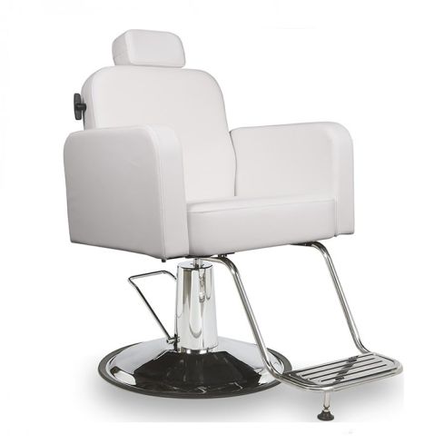Sillón de Maquillaje y Peluquería hidráulico con base redonda y reposapiés Modelo Noor - Color Blanco