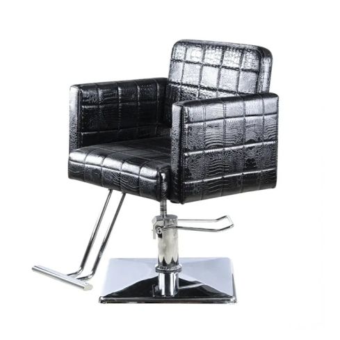 Sillón hidráulico de corte de linea cuadrada con reposapies Modelo Padded Basic Negro