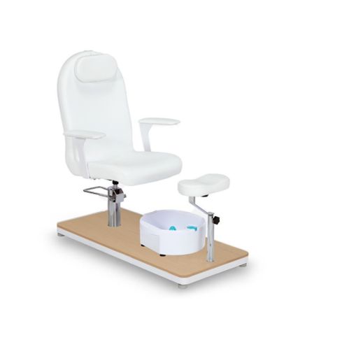 Sillón de Pedicura giratorio con bañera de pies y reposapiés Modelo Aqua Clear Oak