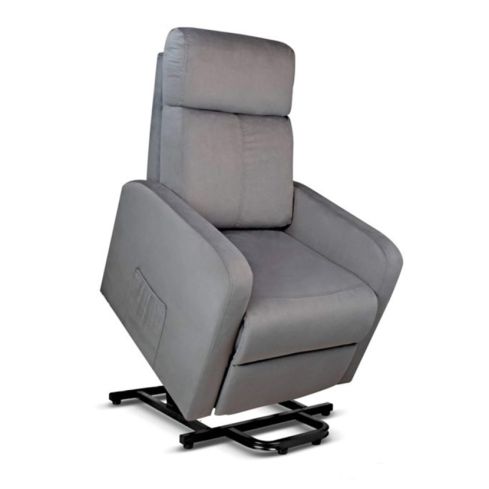 Sillón de Masaje Relax Levantapersonas reclinable en Tela Terciopelo Modelo Royal - Color Gris