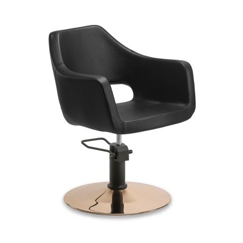 Sillón hidráulico de corte de linea curva con Base redonda cobre y negra Modelo Wedge Round Copper & Black