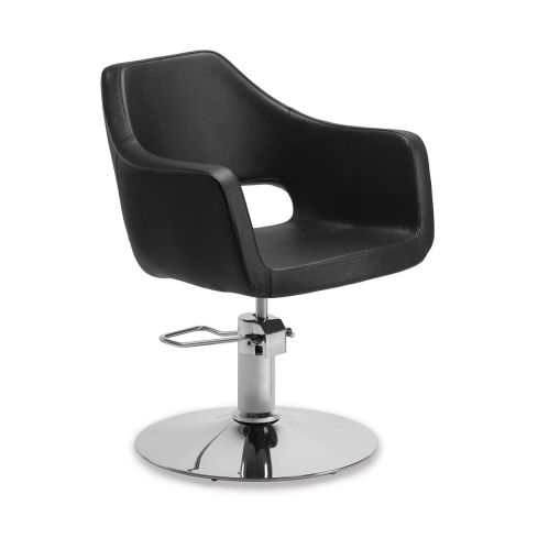 Sillón hidráulico de corte de linea curva con Base redonda plateada Modelo Wedge Round Silver