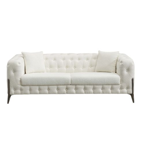 Sofá de diseño clásico de 3 plazas estilo Vintage en Tejido Linen blanco Modelo Chester Cindy