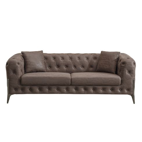 Sofá de diseño clásico de 3 plazas estilo Vintage en Tejido Vintage marrón chocolate Modelo Chester Cindy