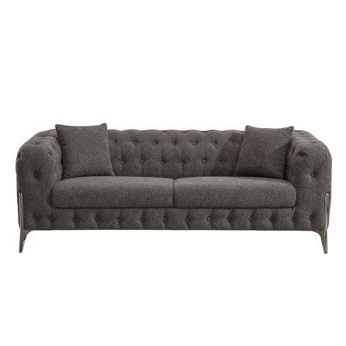 Sofá de diseño clásico de 3 plazas estilo Vintage en Tejido Linen cemento Modelo Chester Cindy