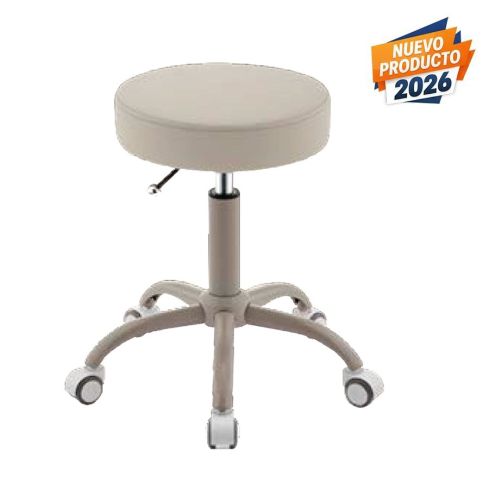Taburete auxiliar ergonómico regulable en altura sin respaldo Modelo Clara Cream