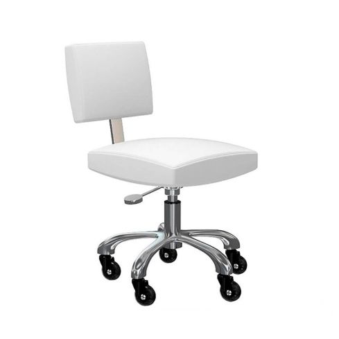 Taburete ergonómico con respaldo con 5 ruedas regulable en altura Modelo Gordon WXS