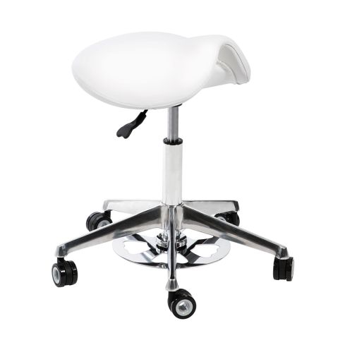 Taburete Pony ergonómico con Forma de silla de montar Modelo Vena Adapt Blanco
