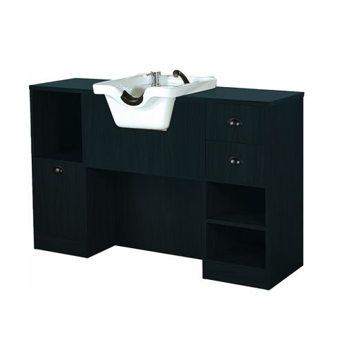 Tocador de Barbería Vintage con Encimera y Lavacabezas color blanco Modelo OKE 4 