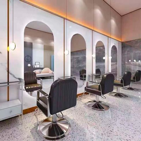 Tocador de Peluquería ovalado estilo Moderno sin marco con espejo LED 170x70 cm