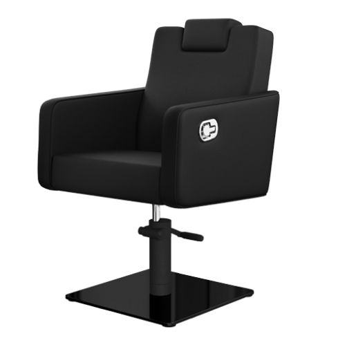 Sillón hidráulico de corte reclinable con cabezal Modelo Versa Plus Negro Mate Liso - Base negra a elegir
