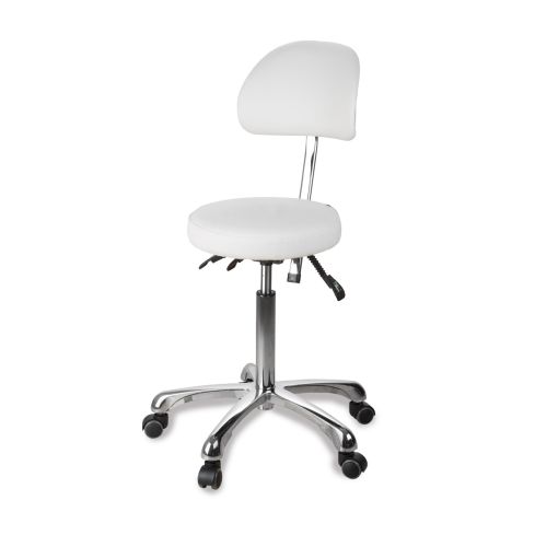 Taburete ergonómico regulable en altura con respaldo envolvente Modelo Zin Back Blanco