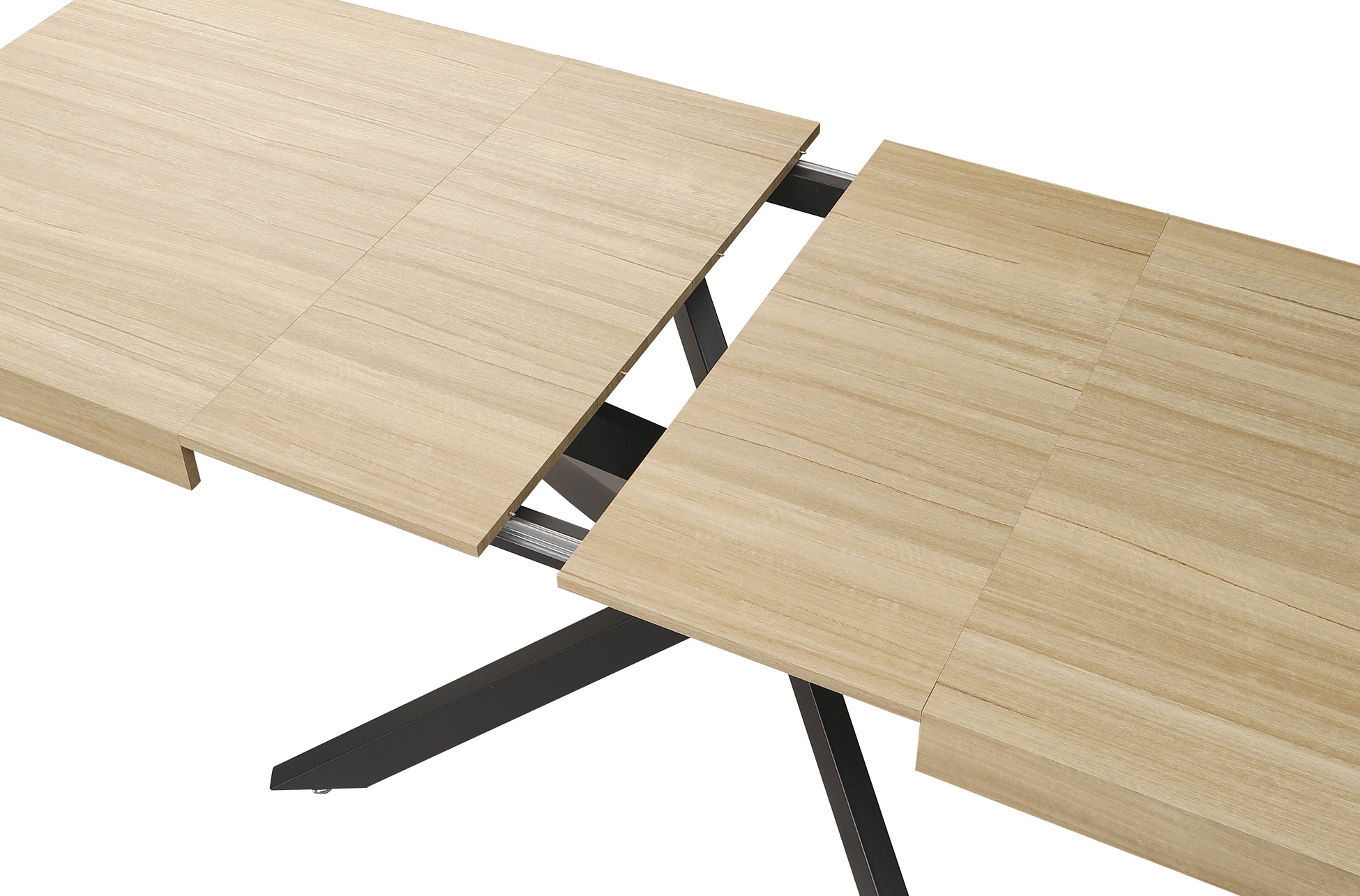 Mesa Leonardo Oak / Negro con extensible desplegado