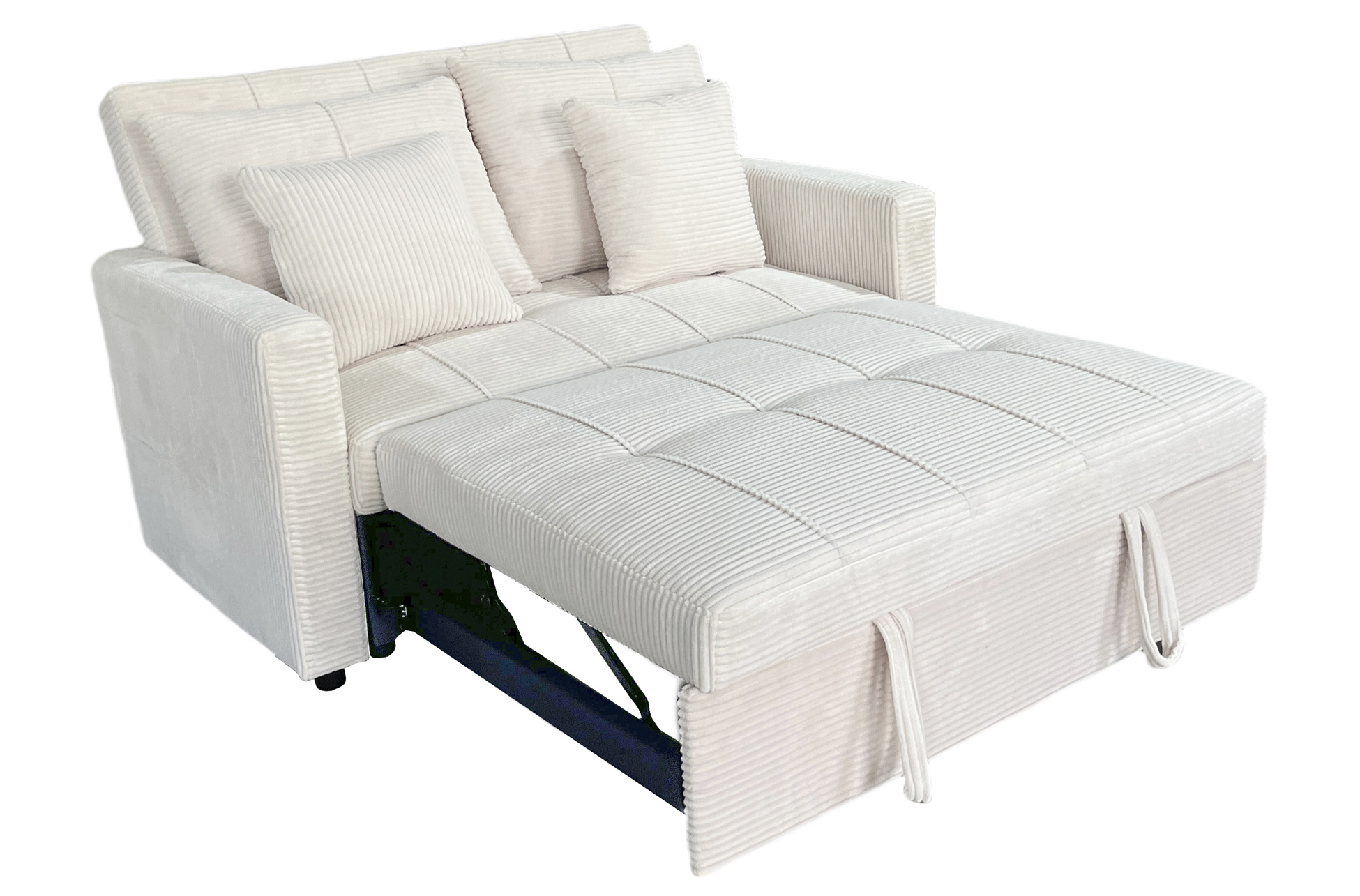 Detalle del sofá cama diván 140 cm corduroy crema abierto